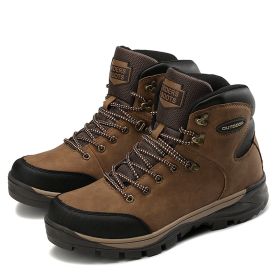 Large Size Winter Men's Shoes High-top Cotton Boots Plus Velvet To Keep Warm (Option: Brown-41)