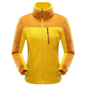 Cross-border Sources Of New Polar Fleece Warm Fleece Couple Cardigan Contrast (Option: Yellow female-XL)