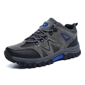 Outdoor Hiking Waterproof Non-slip Low-cut Hiking Shoes (Option: Grey blue-46)