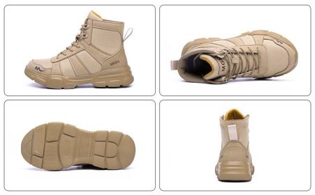 Labor Protection Shoes Anti-smash Anti-puncture Protective Shoes High Top (Option: Beige-48)