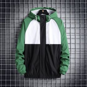 Fashionable Hooded Solid Color Coat Casual Jacket (Option: Green-3XL)