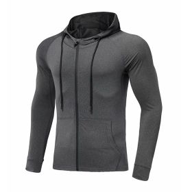 Men's Long-sleeved Stretch Tight Fitness Training Suit (Option: Dark Grey-2XL)