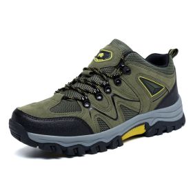 Outdoor Hiking Waterproof Non-slip Low-cut Hiking Shoes (Option: Army Green-43)