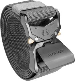 JUKMO Tactical Belt;  Military Hiking Rigger 1.5" Nylon Web Work Belt with Heavy Duty Quick Release Buckle (Color: Gray)