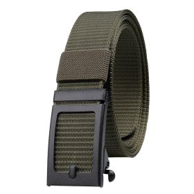 Men's Fashion Ratchet Belt Golf Belt; 1 3/8inch Quick Release Automatic Slide Buckle Nylon Web Webbing Belt For Outdoor Work; Military Tactical Belt (Color: Army Green)