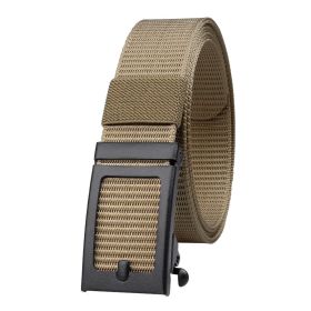 Men's Fashion Ratchet Belt Golf Belt; 1 3/8inch Quick Release Automatic Slide Buckle Nylon Web Webbing Belt For Outdoor Work; Military Tactical Belt (Color: Khaki)