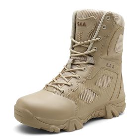 Spring Autumn Men Military Boots Quality Special Tactical Desert Combat Ankle Boats Army Work Shoes Man Sport Boots (Color: sand)