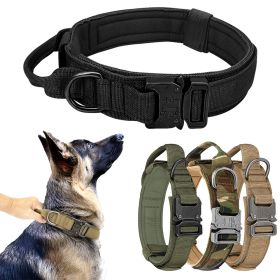 Tactical Pet Collar; Dog Collar With Handle; Military Heavy Duty Dog Collars For Medium Large Dogs (Color: Army Green)