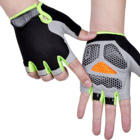 HOT Cycling Anti-slip Anti-sweat Men Women Half Finger Gloves Breathable Anti-shock Sports Gloves Bike Bicycle Glove (Color: Type B--Green)