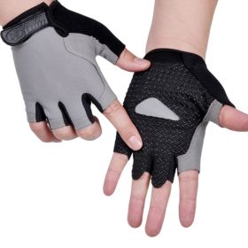 HOT Cycling Anti-slip Anti-sweat Men Women Half Finger Gloves Breathable Anti-shock Sports Gloves Bike Bicycle Glove (Color: Type A--Gray)