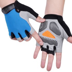 HOT Cycling Anti-slip Anti-sweat Men Women Half Finger Gloves Breathable Anti-shock Sports Gloves Bike Bicycle Glove (Color: Type B--Blue2)