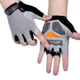 HOT Cycling Anti-slip Anti-sweat Men Women Half Finger Gloves Breathable Anti-shock Sports Gloves Bike Bicycle Glove (Color: Type B--Gray)