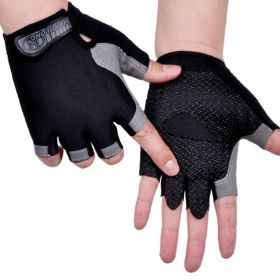 HOT Cycling Anti-slip Anti-sweat Men Women Half Finger Gloves Breathable Anti-shock Sports Gloves Bike Bicycle Glove (Color: Type A--Black)