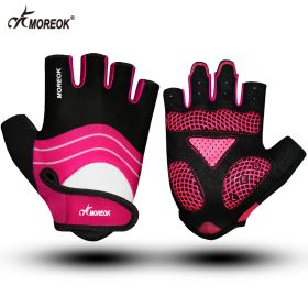 Cycling Gloves Touchscreen Bike Gloves 5MM Liquid Gel Pads Bicycle Gloves Shock-Absorbing Mountain Bike Gloves Men (Color: 095-Pink)