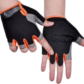 HOT Cycling Anti-slip Anti-sweat Men Women Half Finger Gloves Breathable Anti-shock Sports Gloves Bike Bicycle Glove (Color: Type A--Orange)