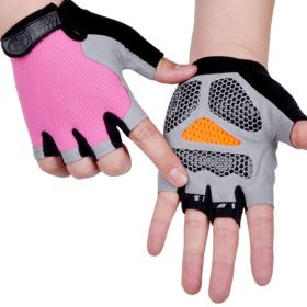 HOT Cycling Anti-slip Anti-sweat Men Women Half Finger Gloves Breathable Anti-shock Sports Gloves Bike Bicycle Glove (Color: Type B--Pink)