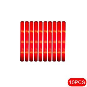 10Pcs Glow Sticks Bulk Colorful LED Foam Stick Cheer Bar Party Foam Glitter Glow Sticks Portable Luminous Atmosphere Party Props (Color: Always light-red)