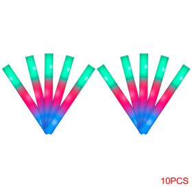 10Pcs Glow Sticks Bulk Colorful LED Foam Stick Cheer Bar Party Foam Glitter Glow Sticks Portable Luminous Atmosphere Party Props (Color: Flickering-colorfui)