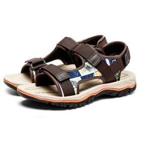 Men Fashion Sandals 2022 Summer Man Beach Sandals Moutain Hiking Sandals Plus Size 47 Outdoor Casual Shoes Non-slip Aqua Shoes (Color: Brown)