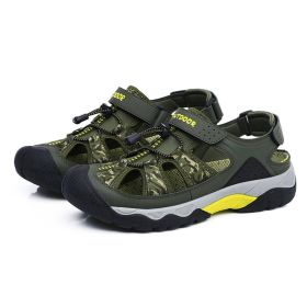 Men Sandals Summer Beach Sandals Outdoor Breathable Hiking Shoes High Quality Summer Shoes Plus Size 48 Man Non-slip Sandals (Color: Green)