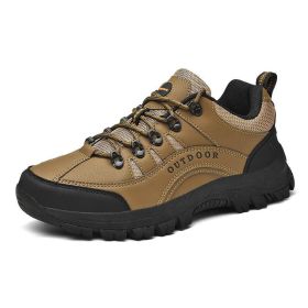 Outdoor Men Treking Shoes Breathable Climbing Hiking Sneakers Men Trainers Comfortable Walking Casual Shoes Men Camping Shoes (Color: Brown)