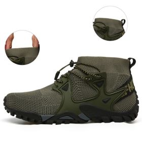 New Mesh Breathable Hiking Shoes Size 36-47 Mens Sneakers Outdoor Trail Trekking Mountain Climbing Sports Shoes For Male Summer (Color: Army Green)