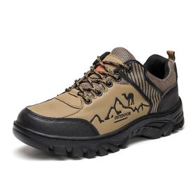 Outdoor Trekking Shoes Men Hiking Shoes Waterproof Non Slip Climbing Camping Trekking Men Sneakers (Color: Gold)