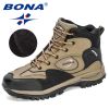 BONA 2022 New Arrival Action Leather Hiking Shoes Men Trekking Sneakers Mountain Plush Snow Boots Man Anti-Slippery Footwear